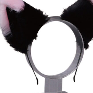 もふもふ耳カチューシャ 黒／ピンク